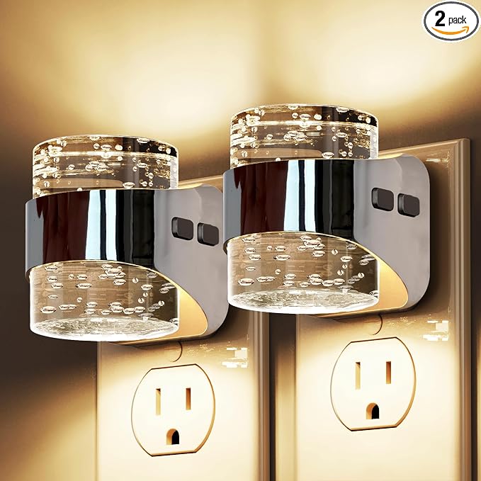 L LOHAS LED Night Light, 2 Pack 3000K Bubble Night Lights Plug into Wall by LLOHASLED