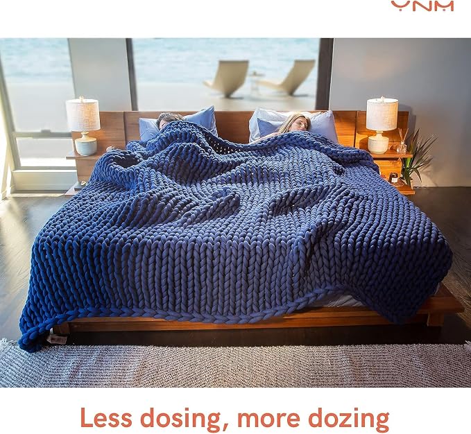 YnM Weighted Blanket, Handmade Chunky Yarn Knitted Design, Soft and Cozy - Image 7