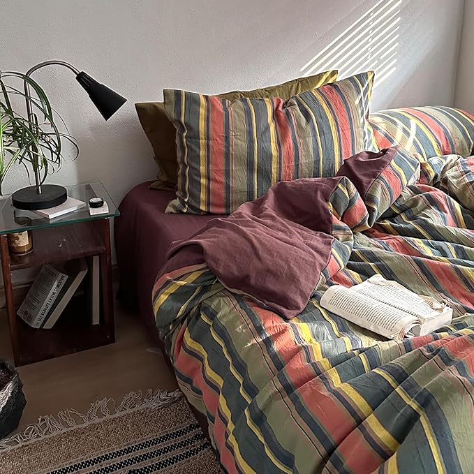 mixinni Vintage Striped Duvet Cover Set Twin XL Size by mixinni