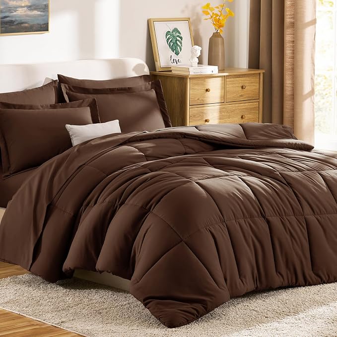 CozyLux Full Size Comforter Sets Brown - Image 9