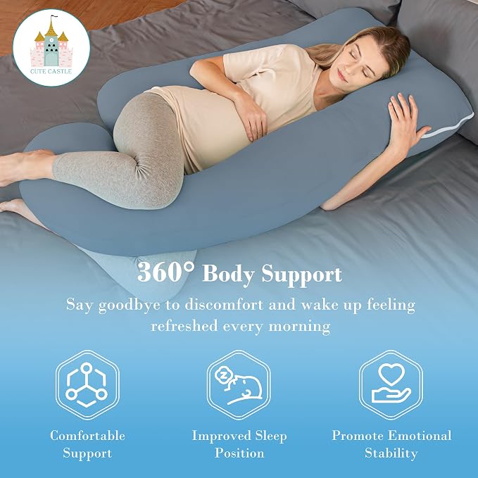 Cute Castle Cooling Cover Pregnancy Pillows, Soft U-Shape Maternity Pillow - Image 5