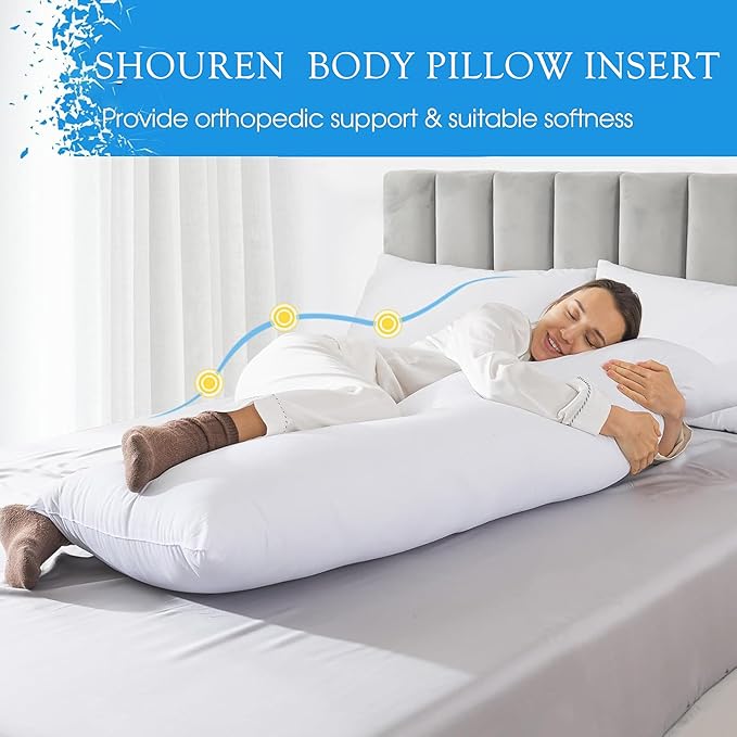 SHOUREN Cotton Memory Foam Body Pillow Insert- Cooling Breathable Full Body - Image 4
