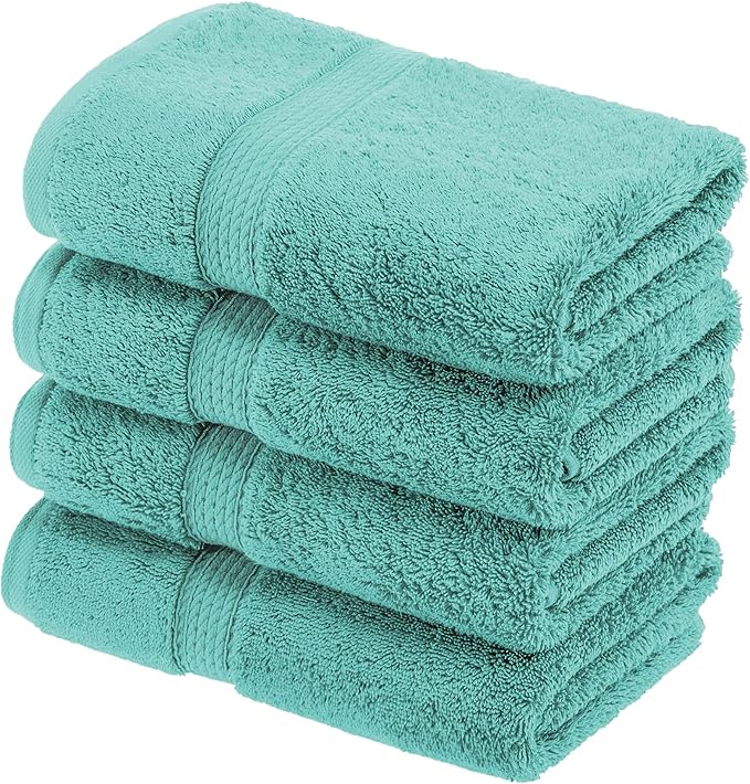 SUPERIOR Egyptian Cotton Pile Hand Towel Set of 4, Ultra Soft Luxury Towels by SUPERIOR