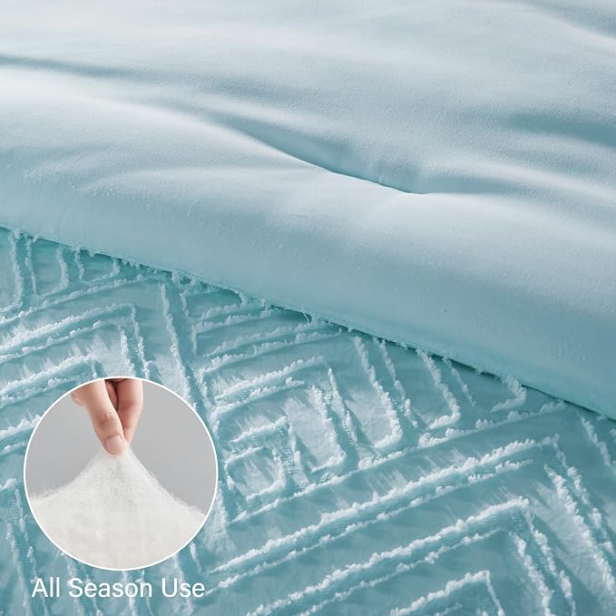 Zzlpp Twin Comforter Set 5 Pieces, Light Blue Tufted Bed in a Bag - Image 6