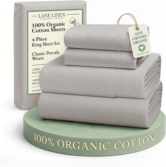 LANE LINEN 100% Organic Cotton Sheets King Size, Low Pilling Fade Resistant by LaneLinen