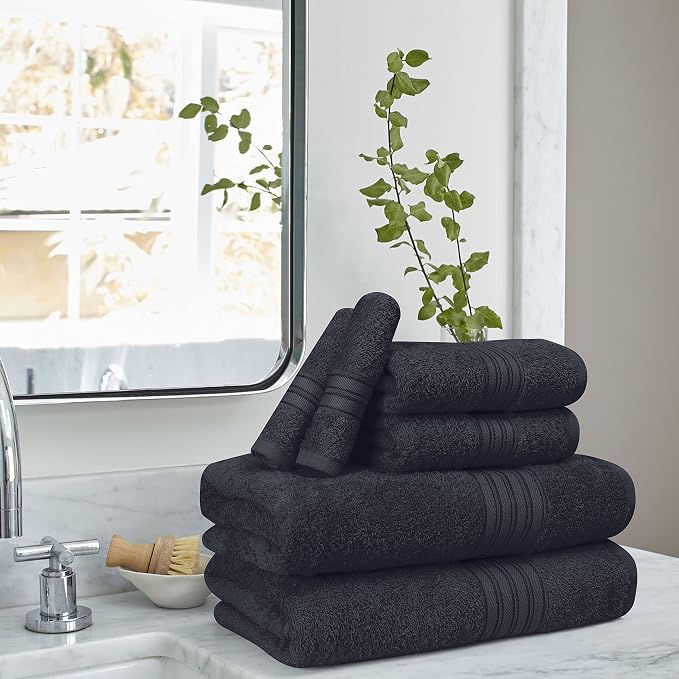 BOUTIQUO 6 Pack Cotton Towel Set, Contains 2 Bath Towels 28x55 inch, 2 Hand - Image 3