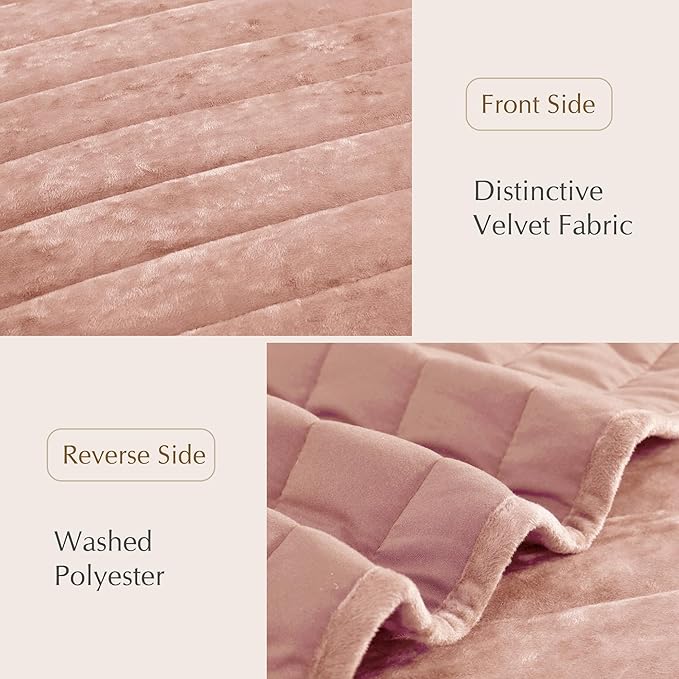 WRENSONGE Velvet Queen Quilt Set-3 Pieces Clay Pink Luxurious Velvet Striped - Image 6