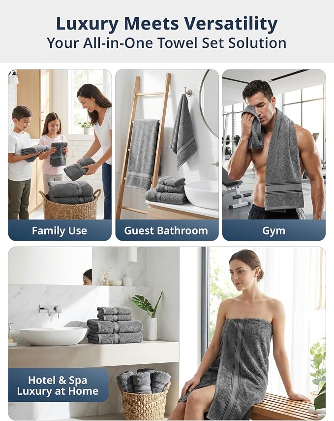 LANE LINEN Bath Towel Set of 12 – Premium 100% Cotton Towels - Image 8
