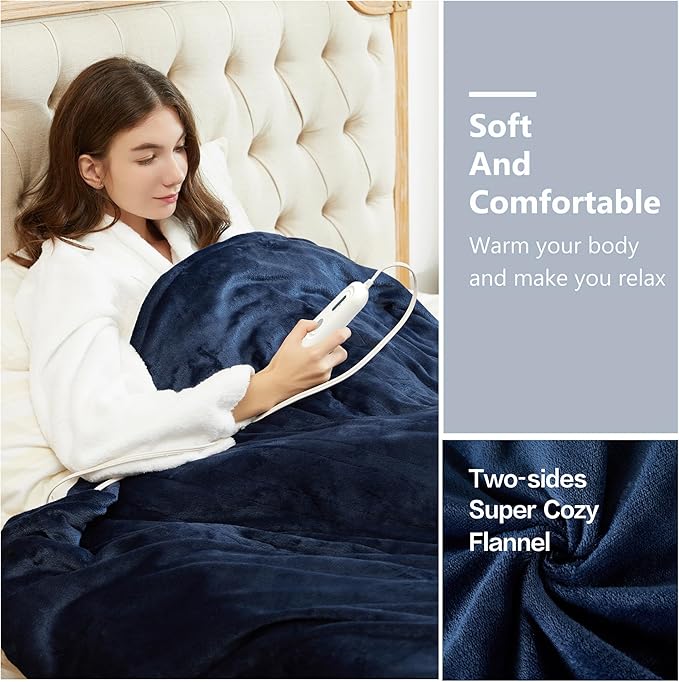 Tefici Electric Heated Blanket Twin, Super Cozy Soft 2-Layer Flannel 62" x 84" - Image 6