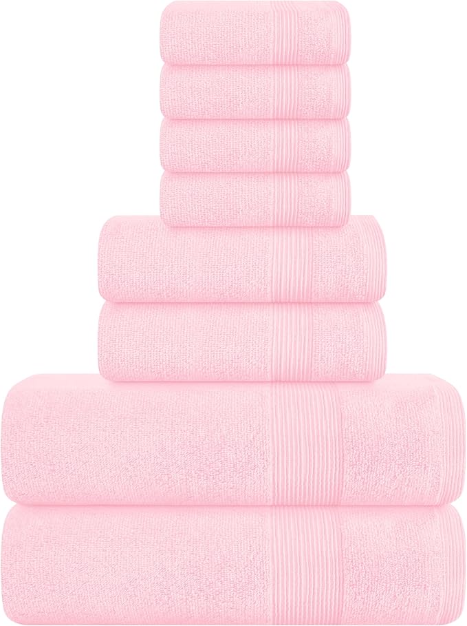 Belizzi Home 8 Piece Towel Set 100% Ring Spun Cotton, 2 Bath Towels 27x54 by Unknown