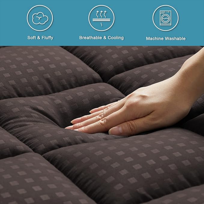 HYLEORY King Mattress Pad Quilted Fitted Mattress Protector Cooling Pillow Top - Image 4