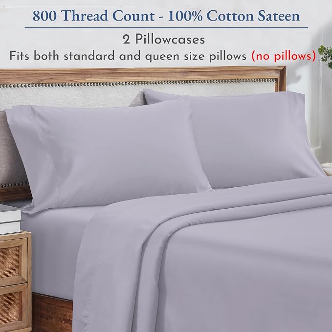 California Design Den 100% Cotton Pillow Cases Queen Set of 2, 800 Thread Count - Image 4