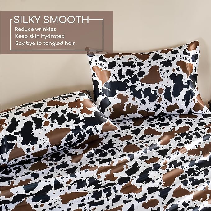 MR&HM Satin Sheets with Elastic Corner Straps, Twin Size 3-Piece Silky Bedding - Image 4