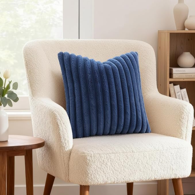decorUhome Cozy Faux Fur Throw Pillow Covers 24x24 Set of 2 Decorative Soft - Image 4