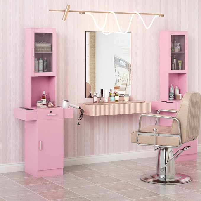 RESHABLE Salon Station for Hair Stylist, Hair Styling Storage Cabinet - Image 3