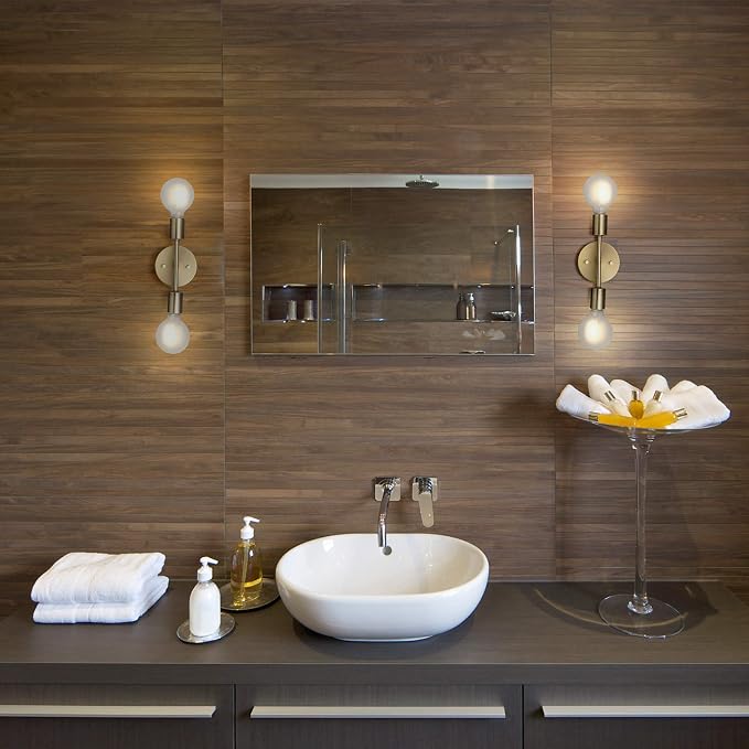 Globe Electric 2-Light Vanity Light, Matte Brass, Open Socket, Horizontal - Image 2