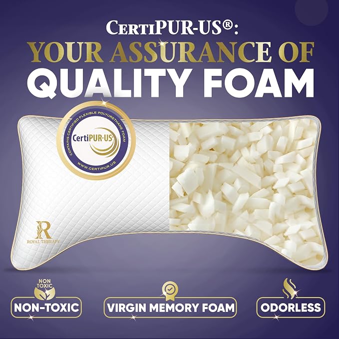 Royal Therapy King 2-Pack Memory Foam Pillow, Adjustable Shredded Odor-Free - Image 3