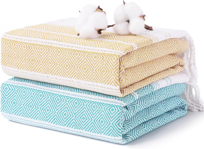 Antfuny 2 Packs Turkish Beach Towels Quick Dry Sand Free Soft Absorbent Extra by ANTFUNYgivesmorechoices