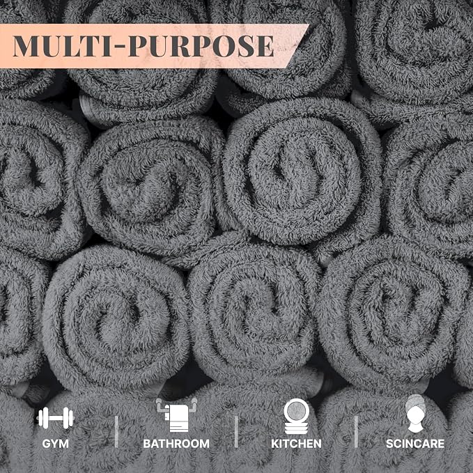 Wealuxe Dark Gray Washcloths 48 Pack - Image 3