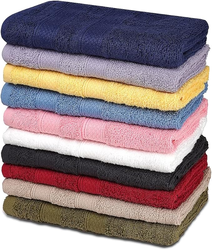ZUPERIA Classic Hand Towels Pack of 10 100% Ring Spun Cotton Light Weight & by Zuperia