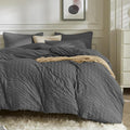 JELLYMONI Charcoal Grey Duvet Cover Twin Size, Soft Breathable Seersucker Duvet by JELLYMONI