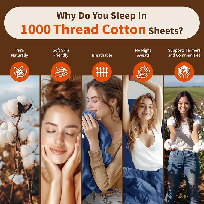 LBRO2M Split King Sheet Sets for Adjustable Bed 1000 Thread Count 100% Egyptian - Image 4