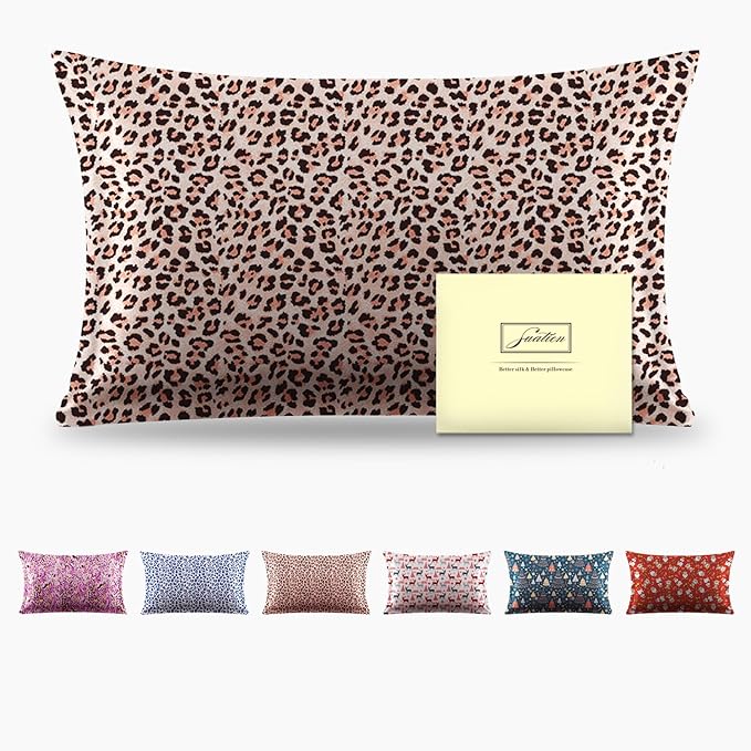 Mulberry Silk Pillowcase for Hair and Skin Queen Size Leopard Print Silk Pillow by Suatien