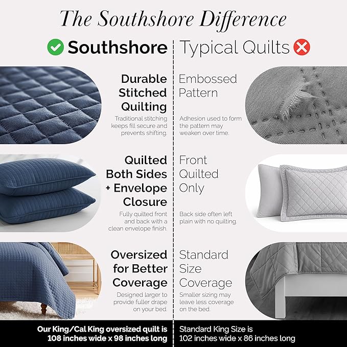 Southshore Fine Living, Inc. Lightweight Quilt King Size Bedding Set, Pet Hair - Image 4