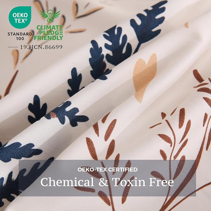 JSD Fall Floral Duvet Cover Set Queen Size, 3 Piece Boho Ferns Printed - Image 3