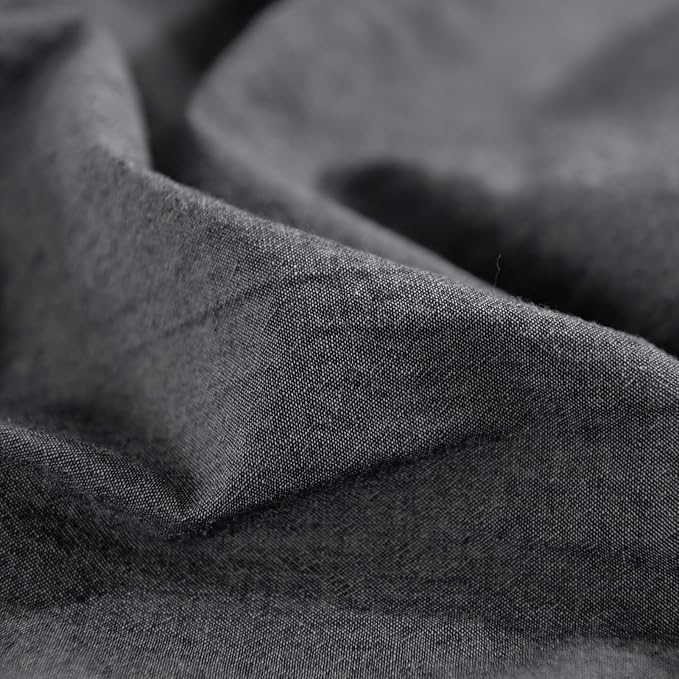 NEXHOME PRO Duvet Cover Twin 100% Washed Cotton, Heathered Black Breathable - Image 9
