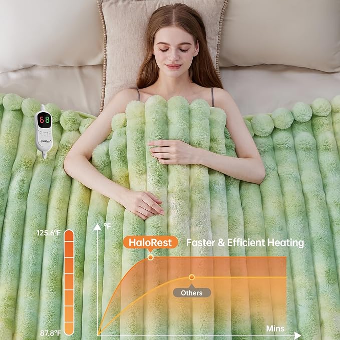 Heated Throw Blanket, Faux Fur Cozy Heating Blanket - Image 4