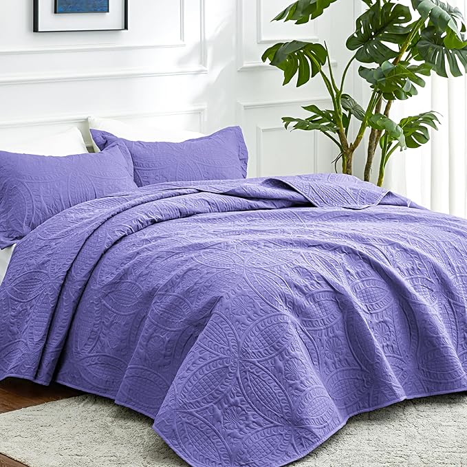 Love's cabin Quilts for Full Bed Deep Purple Bedspreads Bedding Set - Image 2