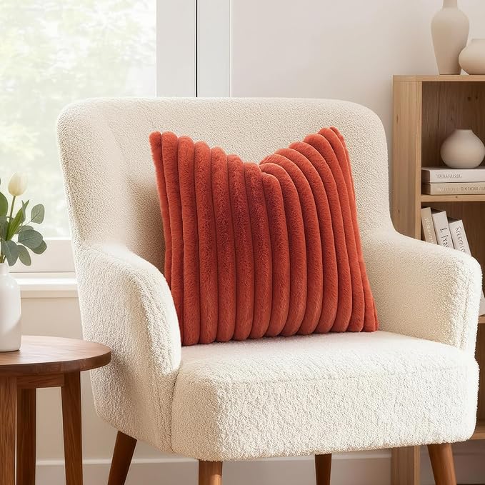 decorUhome Cozy Faux Fur Throw Pillow Covers 18x18 Set of 2 Decorative Soft - Image 4