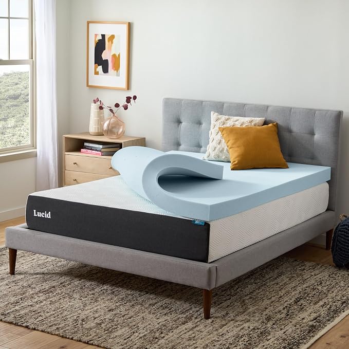 Lucid 4 Inch Memory Foam Mattress Topper, California King Size – Cooling Gel - Image 7