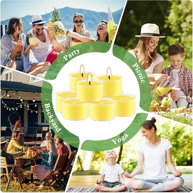 100 Pack Clear Tea Lights Candles Bulk, Summer Citronella Candle Outdoor and - Image 4