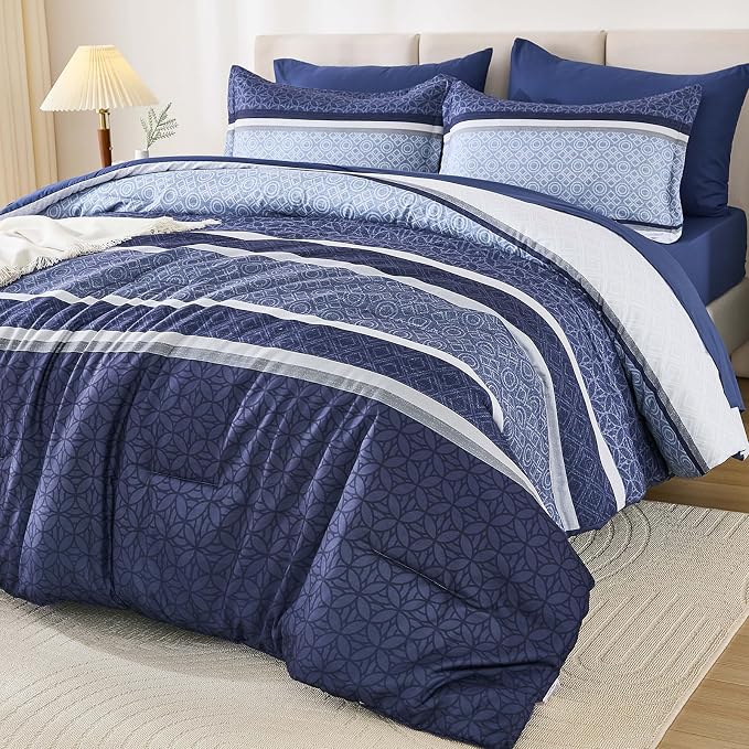 WONGS BEDDING Comforter Set Queen Size 7 Pieces, Patchwork Soft Lightweight - Image 9