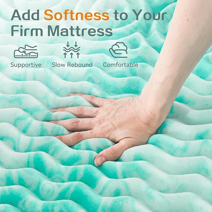 SINWEEK 2 Inch Mattress Topper 5-Zone Memory Foam Mattress Topper Pressure - Image 4