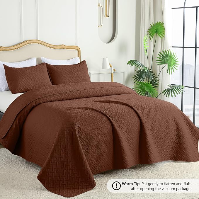 FLYMME Full/Queen Quilt Bedding Set, Modern Geometric Weave Stripe Pattern - Image 2