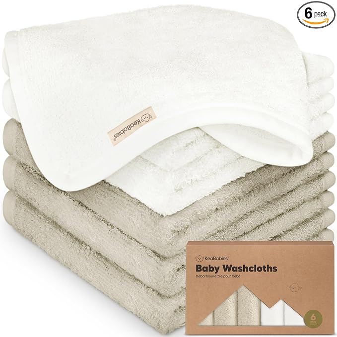 6-Pack Baby Washcloths – Soft Absorbent Viscose from Bamboo Washcloths by KeaBabies