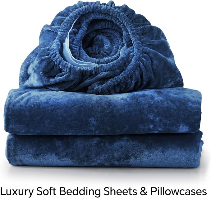 BEDELITE Velvet Fitted Sheet and Pillowcase Set, Luxury Soft Fuzzy Bottom Sheet - Image 8