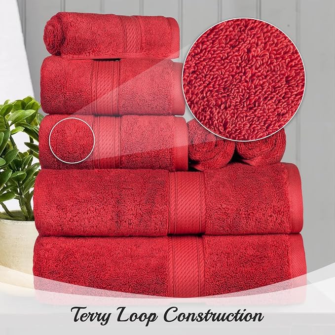 SUPERIOR Egyptian Cotton Pile 8 Piece Towel Set, Includes 2 Bath, 2 Hand - Image 9