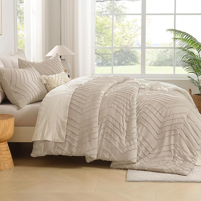 Andency Khaki Oversized King Comforter Set 120x98, Boho Oversize King Soft Warm - Image 7