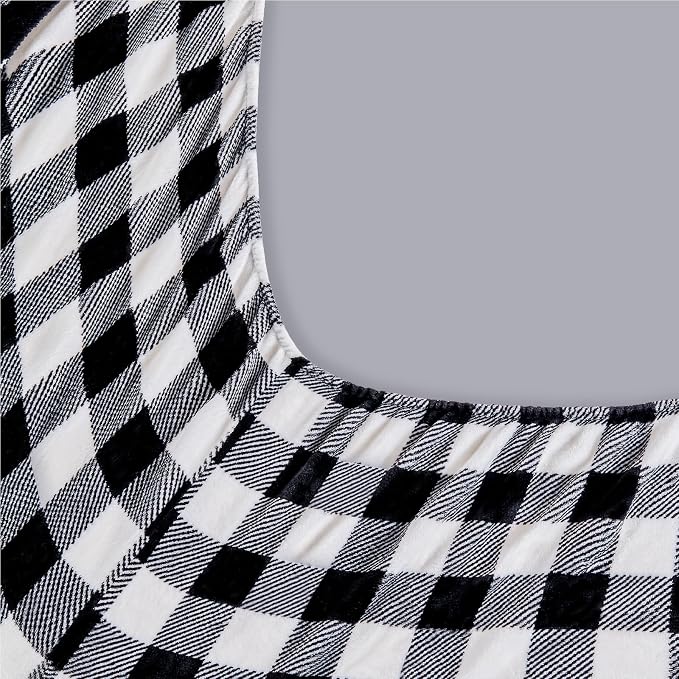 BEDELITE Fleece Sheets Queen Size Bed Set, Luxury Red and Black Plaid Winter - Image 5