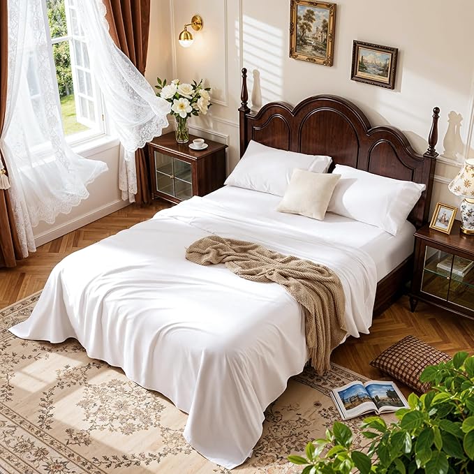 LBRO2M 1000 Thread Count 100% Cotton Sheets Set, King Size Bed Sheet 4 Piece by LBRO2MBedding