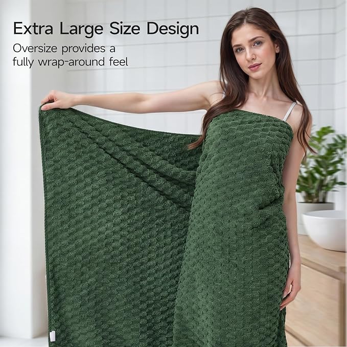 REDKISS Olive Green Microfiber Towels Set of 6-35x70 Inches Oversized Bath - Image 6