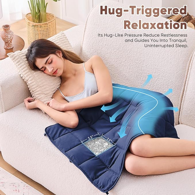 Weighted Lap Blanket for Adults 5lbs, Portable Travel Weighted Blankets - Image 3