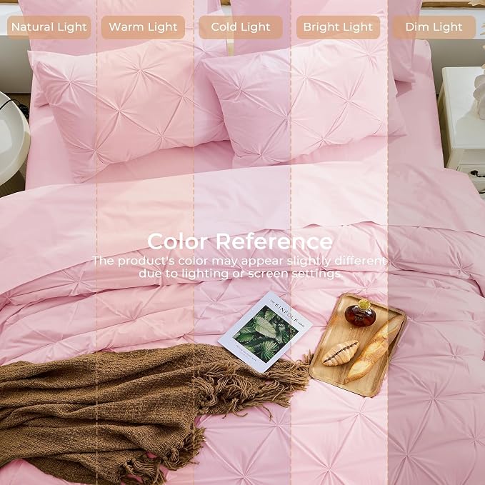 Sasttie King Size Comforter Set, 7-Piece Bed in a Bag, Pintuck Bedding Sets - Image 9