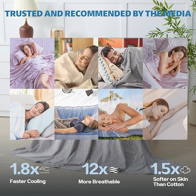 Cooling Blanket Queen Size, Cold Blanket Thin Lightweight Breathable Soft - Image 8