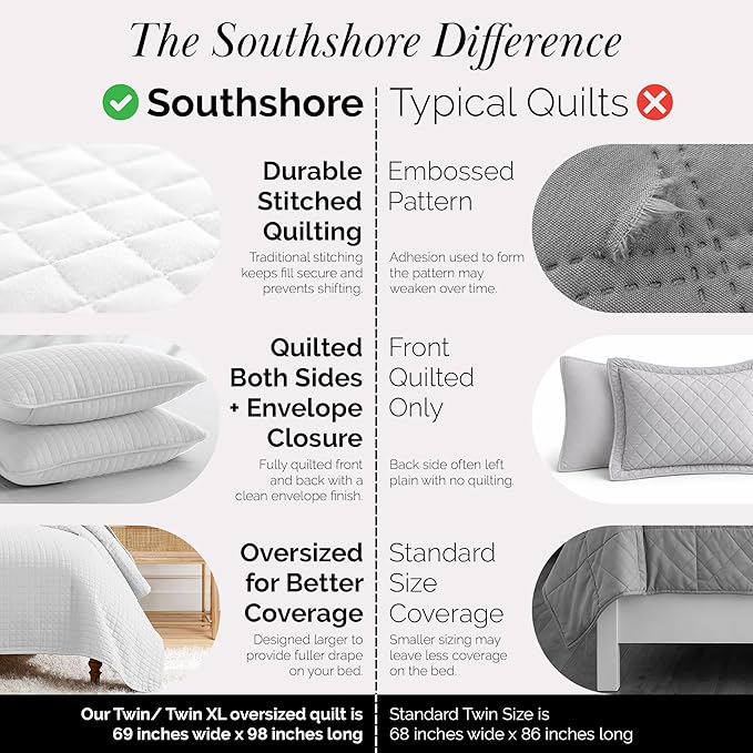 Southshore Fine Living, Inc. XL Twin Quilt Set, Microfiber Quilted Bedspread - Image 5
