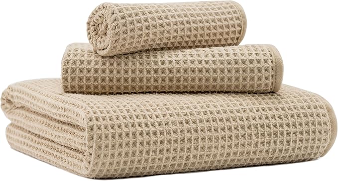 MICROFI Microfiber Waffle Bath Towels, 3 Pieces, Fast Drying, Lint Free by Unknown